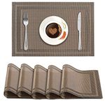 HOKIPO Pvc Set Of 6 Mats For Dining Table - 45X30 Cm (Ar888, Polyvinyl Chloride), Brown