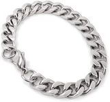 Steelmeup Stainless Steel Simple Curb Cuban Link Chain Bracelet For Men 6mm 8mm 10mm 12mm 7inch 8inch 9inch, 8 inches, Stainless Steel