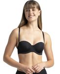 Jockey 1831 Women's Under-Wired Padded Soft Touch Microfiber Nylon Elastane Stretch Full Coverage Multiway Styling Strapless Bra with Ultra-Grip Support Band_Black_32B