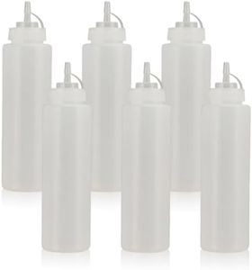 WELKOR Squeeze Bottles for Sauces,Leak-Proof Condiment Dispenser, BPA-Free Kitchen Restaurant Squeeze Bottle Set with Wide Mouth for Ketchup, Mustard,Syrup,Dressings (White, 6Pack-32oz(900ml))