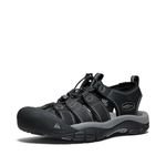 KEEN Men's Newport Closed Toe Comfortable Durable Leather Water Sandals, Black/Steel Grey, 12