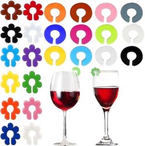 24 marcadores de Copa de silicona de color, marcas de Copa reutilizables, identificadores de copa, adecuados para la vida diaria y fiestas, copas de champán, cócteles, vasos de agua, marcas de bebidas