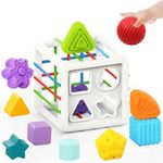 Baby Toys 3-6-12-18 Months Toddler,10 Pcs Montessori Toys for 1 1+ Year Old Baby Sensory Bin Toys, Colorful Cube Baby Learning Sorter Toy Christmas Birthday Gifts Stocking Stuffers for Kids 1-3