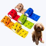 Daini Vet Wrap - Cohesive Bandages for Pets with Breathable and Stretchable Fabric for Wrist, Ankle Sprains & Swelling - Assorted Colours (5cm x 4.5 Meters, Blue, Red, Green, Yellow, Brown, Orange, 6)