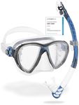 Cressi Big Eyes Evo Alpha Ultra Dry snorkel set snorkel set with snorkel and diving mask waterproof diving mask anti-fog anti-leak tempered glass premium dry snorkel for adults, Clear/Blue