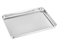 TeamFar Pure Stainless Steel Toaster Oven Pan Tray Ovenware, 12.4’’ x 9.7’’ x 1’’, Rust Resistant & Healthy, Mirror Finish & Deep Edge, Easy Clean & Dishwasher Safe