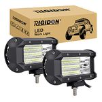 RIGIDON Led Work Light Bar 2Pcs 5 inch 135W, 9D Tri Row Flood Beam 12V 24V for Car Off road Truck SUV UTE ATV 4x4 Tractors Excavator, Waterproof Driving Work Lamp, 6000K White Flood Lights