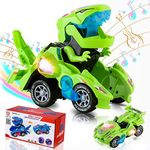 Hirger Transforming Dinosaur Car Toy for Kids, Auto Transformer Monster Truck Toys with Light & Sound for Toddler 1 2 3 4 5 Year Old, Birthday Gifts for Boy, Christmas Stocking Stuffers