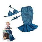 The Root & Craft Kids Birthday Phoroshoot Dress(Set Of 3) Mermaid Dress Photography Shoot Props Costume (1-5 Year, Blue) (0-6 Month) - Polyester Blend