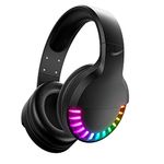 Wireless Bluetooth Headset Over Ear, Hi-Fi Stereo 5.1 channel, RGB LED Horse Race Backlit, 1000 mAh Rechargeable Lightweight Gaming Headset With Microphone, for PC/Ipad- Black