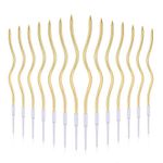 LUTER 24pcs Metallic Birthday Candles in Holders Spiral Birthday Cake Candles Long Thin Cupcake Candles for Birthday Wedding Party Decoration(Gold)