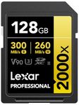 Lexar Professional 2000x 128GB SDXC UHS-II Card, Up to 300MB/s Read, for DSLR, Cinema-Quality Video Cameras (LSD2000128G-BNNNU)