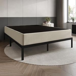 HOME DESIGN Warren 8" Metal Box Spring, Warm Gray/Black, Easy Assemble (Twin)