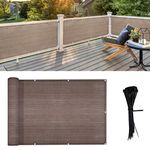 LOVE STORY Balcony Privacy Screen, 3' x 16' Brown Privacy Screen Fence Cover, HDPE Material 90% UV Protection and Weather-Resistant for Outdoor Backyard, Pool, Porch, Apartment Railing