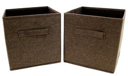 Clay Roberts Storage Cubes, 25cm x 25cm x 25cm, Foldable Storage Boxes, Pack of 2, Fabric Storage Basket Set for Storage Units, Brown Storage Baskets, Storage Boxes, Storage Box, Storage Unit Cubes