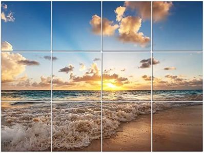 Dmsky Art Acoustic Panels,48“x36”Acoustical Wall Panel, Decorative Sound Absorbing Panel for Walls, Studio Acoustic Treatment Soundproof Wall Panel,12 Pack,Beach