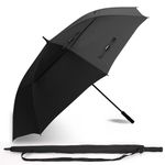 Fulynmen 72 Inch Huge Golf Umbrella Windproof Umbrellas for Rain Large Size Automatic Open Large Umbrellas With Double Canopy Vented Waterproof Stick Umbrellas for Rain Heavy Duty Black