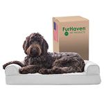 Furhaven Pet Quilted Memory Foam Sofa Pet Bed, Silver Gray, Medium