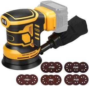 Roadtime Orbital Sander for DeWalt 20V Akku (without battery), Orbital Sander 125 mm, 3 Speeds 7000-11000 U/min with 15 Sheets of Sand Paper, Dust Collection System, for Wood Working