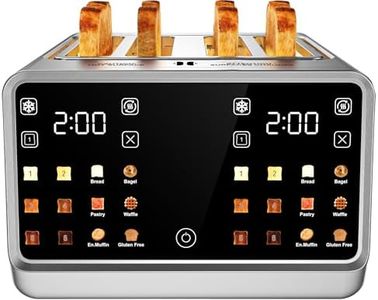 Foyoconven Toaster 4 Slice, Touchscreen 1800W Wide Slot Stainless Steel