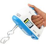 iBELL Castor HM300L Hand Mixer Beater Blender Electric Cream Maker for Cakes with Base 7 Speed Control and 2 stainless Steel Beaters, 2 Dough Hooks (White)