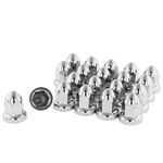 CHDT66 33 mm Chrome Lug Nut Covers with Flange - 33mm Lug Nut Covers Push On - ABS Plastic Chrome Lug Nut Covers - Classic Height: 2.5" - Pack of 20 PC - Lug Nut Covers for Semi Truck