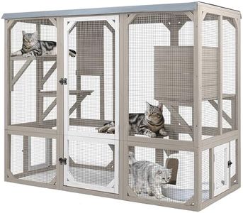 PetsCosset Catio Outdoor Cat Enclosures 4 Story Large Cat's House for Indoor Outdoor Window Catio Wooden Outside Kitty Patio with Resting Room,Waterproof Roof,Jumping Playforms (47" H Cat Catio)