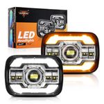 Auxbeam 5x7 7x6 LED Headlights with DRL & Turn Signal High/Low Beam H6054 Led Rectangular Headlight for Jeep Wrangler YJ Cherokee XJ H6054 H5054 H6054LL 69822 6052 6053