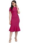 PURVAJA Women's Corduroy Bodycon Midi Dress (Ruby-004-PN-S_Pink