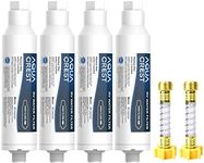 AQUA CREST RV Water Filter, RV Inline Hose Water Filter, Garden and Camper Water Filter, NSF Certified, Greatly Reduces Chlorine, Bad Taste, Odor, 4 Pack with 2 Hose Protector