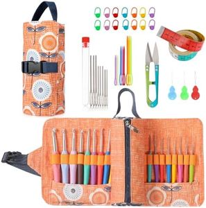 Vodiye 21 Sizes Ergonomic Crochet Hooks Set 0.5–10.0mm with Roll Bag, Soft Grip Crochet Needles for Crocheting Comfort