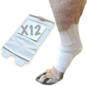 PawFlex Joint and Large Area Wound Bandages for Dogs Cats & Other Pets. Great for Leg Joint sprains and Tail Injuries! Non Adhesive Breathable Non-Slip Disposable Washable Value Pack (Medium 12pk)