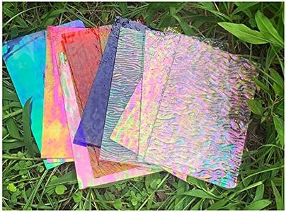 Lanyani 12 Sheets Iridescent Stained Glass Sheets, Cathedral Art Glass Packs for Mosaic Work Craft, Assorted Clear+Opaque+Colored Transparent