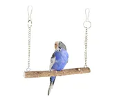 KSK Bird Swing Toy Bird Parrot Swing Chewing Toys, Large Natural Wooden Parrots Swing Stand Toys for Budgies, Canaries, Parakeets Lovebirds, Cockatiels Cage Accessories