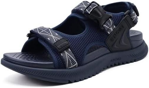 ONCAI Hiking Sandals for Men Arch Support Walking Trail Fisherman Breathable Mesh Water Beach and Orthopedic Father Sports Recovery Man Sandles with Adjustable Strap Blue Size 9.5