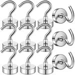 12 Pack Magnetic Hooks, 22 lb+ Pull Strong Neodymium Magnet Hooks, Strong Magnet Hooks for Fridge, Fridge Magnet Hook for Calendar, Strong Magnet with Hook for Hanging, Towel, Kitchen, Bathroom