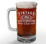 Vintage 1984 Etched 16oz Glass Beer Mug - 40th Birthday Gifts for Men - Cheers to 40 Years Old - 40th Birthday Decorations for him - Best Engraved Beer Gift Ideas for Men - Dad Grandpa 2.0