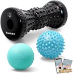 Tumaz Massage Ball & Foot Roller 3-in-1 Set with Spiky Ball, Lacrosse Ball, Massage Roller - Ergonomic Design to Relieve Plantar Fasciitis, Deep and Superficial Muscle Pain