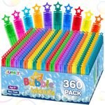 360 Pcs Mini Bubble Wands in 6 Colors, Bulk Party Favors for Kids, Themed Birthday, Christmas, New Year, Valentine, Carnival, School Classroom Prizes for Boys & Girls, Ideal Goodies Bags Stuffers