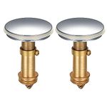 2Pcs Pop Up Sink Plugs, Bathroom Push Drain Stopper Plugs, 38mm Click Clack Plug Sprung Stopper, Basin Sink Button Plugs for Kitchen Bathroom Washbasin Bath, Solid Brass Chrome Plating