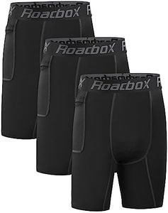 Roadbox Youth Boys Compression Shorts - Performance Athletic Base Layers Workout Running Shorts for Boys, Kids Compression Underwear with Side Pockets