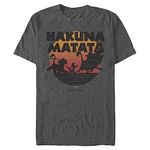 Disney Men's Lion King Gang Hakuna Matata Sunset Graphic T-Shirt, Char HTR, 4X-Large