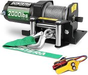 Zostera 2000lb Winch for ATV,Small Electric Winch 12V with Steel Cable,ATV Winch with Wired Manual Remote Control Switch,IP65 Waterproof,with Mounting Plate,with Roller Fairlead&Hook