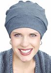 Headcovers Unlimited 100% Cotton Three Seam Turban | Chemo Turbans for Cancer Patients Denim Chambrey