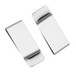 Yesmin 2 Pcs Stainless Steel Metal Slim Money Clips Bill Cash Holder for Men and Women (Silver)