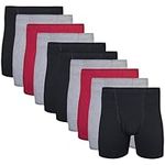 Gildan Men's Covered Waistband Boxer Brief 10 Pack, Black/Garnet/Graphite Heather, Medium