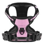 Belababy Dog Harness Small Dog, Dog Harness No Pull Adjustable Soft Padded Dog Harness with Easy Control Handle, Reflective Front Clip Dog Harness, Pink S