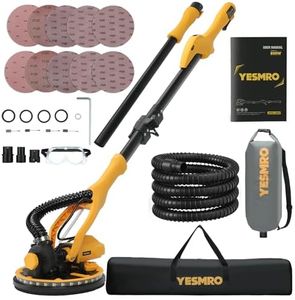 Drywall Sander With Vacuum Dust Collector,850w Electric Drywall Sander,800-2100rpm Popcorn Ceiling Removal Tool With Extendable Handle, Double-Deck Led Light,10pcs Sanding Discs