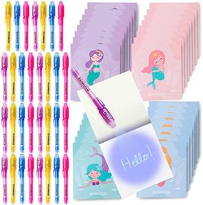 BONNYCO Invisible Ink Pen and Notebook Pack of 32 Mermaid Party Favors for Kids | Spy Pen Mermaid Party Supplies, Prizes for Kids | Magic Pen Birthday Party Favors, Prizes for Students
