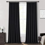 Custom Black Room Darkening Curtains for Bedroom, Lush Decor Heavy 105 Inch Curtains Blackout Pinch Pleated Linen Blend Drapes 2 Panels Set Thermal Privacy for 104-106 Inches Large Window